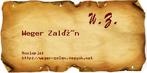 Weger Zalán névjegykártya